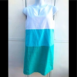 *** Talbots Color Block Shift Dress 14W (B027)
